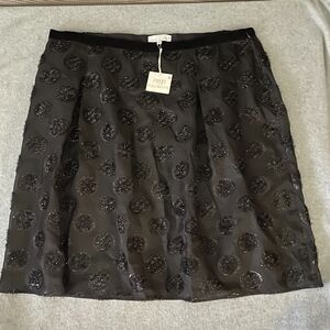 Talbots RSVP 24W Plus Size Black Sheer Polka Dot Chiffon Midi Skirt Lined NWT